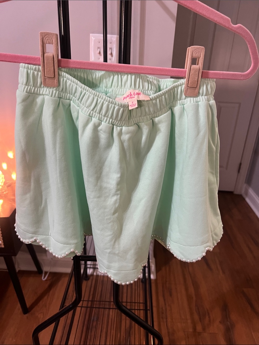 Peach Love California Mint Green Pearl-Trim Skort